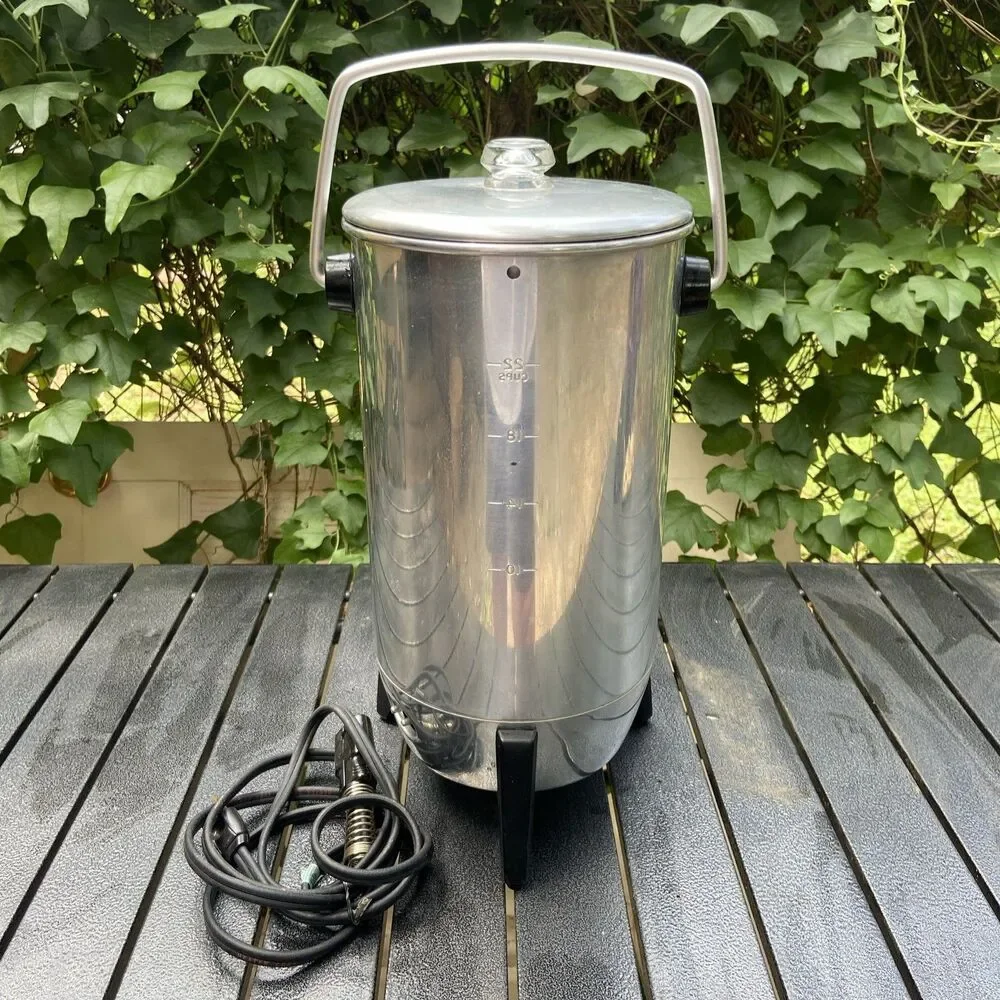 Vintage Mirro Party Perk 22-Cup Electric Coffee Percolator Brews Fast VGUC Works